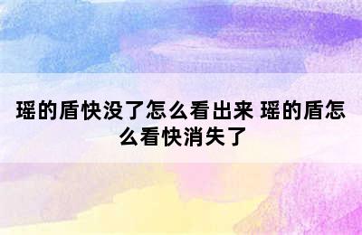 瑶的盾快没了怎么看出来 瑶的盾怎么看快消失了